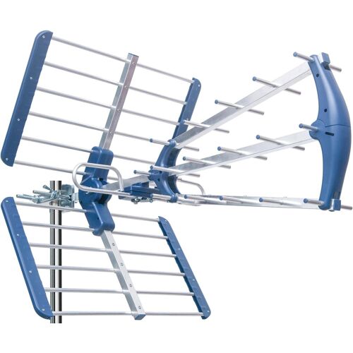 Talos 13Db Antenne Trinappe Extérieure Uhf 21-48 Terrestre, Filtre 5G Lte Intégré, Réception Tnt, Permet De Recevoir Les Signaux Dvb-T/T2, Fréquences 470-694Mhz, Longueur 78Cm, Lte700, Bleu