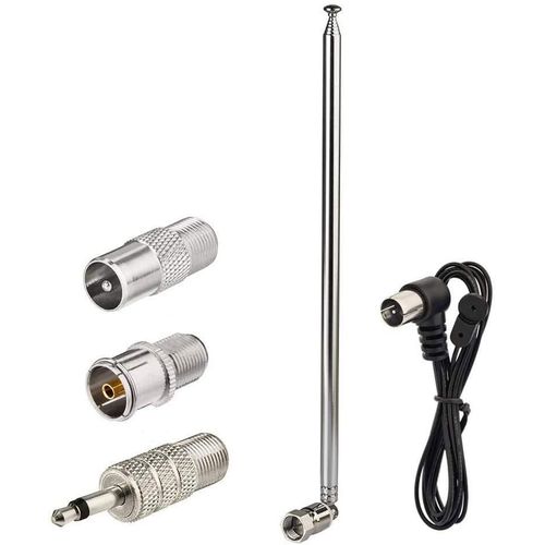 Antenne Fm Dab Fiche Mâle F Antenne Tv Numérique Télescopique Pour Récepteur Stéréo Intérieur, Antenne Radio Fm 75 Ohms Unbal Pour Récepteur Radio Antenne Tuner