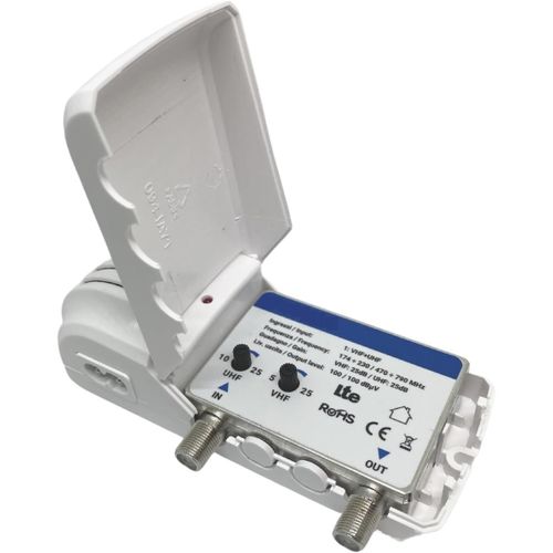 Amplificateur D'Antenne Tv D'Intérieur | Répéteur De Signal Tv 1 Sortie Numérique Terrestre | Amplificateur De Signal D'Antenne Tv Avec Filtre Lte Vhf25Db/Uhf25Db (Amplificateur D'Intérieur Lite)