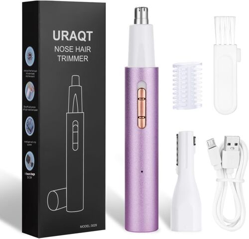 Tondeuse Nez Électrique, 2 En 1 Tondeuse À Sourcils Wet & Dry Nose Ear, Usb Rechargeable Tondeuse Nez Oreilles Homme & Femmes, Tête Amovible Étanche, Moteur Silencieux, Brosse De Nettoyage