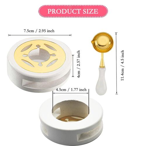 Chauffe-Cire Électrique Avec Support De Cuillère Et Cire À Cacheter - Kit Complet Pour Fondre Des Perles Et Bâtons De Cire - Idéal Pour Enveloppes Et Invitations (Blanc)
