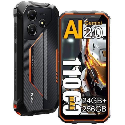 Oscal MARINE 2 Téléphone Portable Incassable 24Go+256Go-SD 2To 6.56" 90Hz Gemini AI 2.0 11000mAh Android 15 Double SIM 4G - Orange