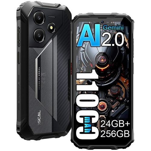 Oscal MARINE 2 Téléphone Portable Incassable 24Go+256Go-SD 2To 6.56" 90Hz Gemini AI 2.0 11000mAh Android 15 Double SIM 4G GPS - Noir