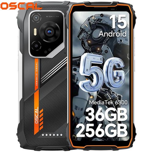 5G Téléphone Portable Incassable OSCAL PILOT 3 Android 15 6.78" 36Go+256Go/SD 2To 50MP+32MP 7500mAh Dual SIM,Face ID,NFC - Orange
