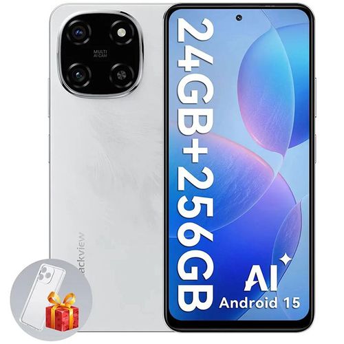 Blackview COLOR 6 Téléphone Portable Débloqué 24Go+256Go/2To 6.67" 50MP+13MP 5000mAh Android 15,Dual SIM 4G,GPS - Blanc