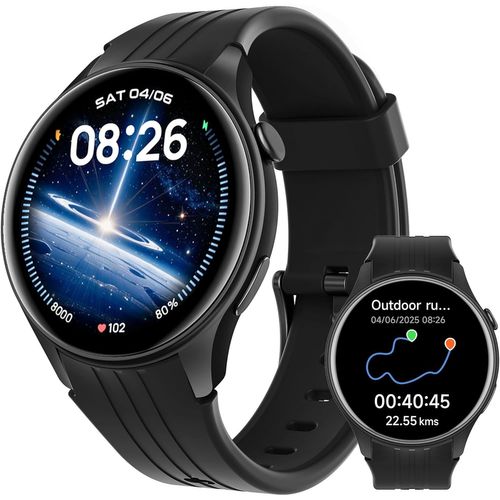 Parsonver Montre Connectée Homme Femme Avec Gps Intégré, Smartwatch Avec Appels Bluetooth, 100+ Sportifs, Fréquence Cardiaque, Sommeil, Ip68 Étanche, Montre Connectee Pour Android/Ios (Noir, 43 Mm)