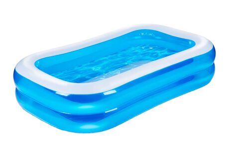 Eddy Toys Piscine Gonflable Rectangulaire avec Bouchon de Vidange et Patch de Réparation - Piscine Enfant et Bébé - 207 x 132 x 46 cm - Bleu