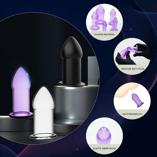 Analplug 5 Set Butt Plug Silicone Vibrateur Anal Plugs Creux Anal Dilatateur Buttpluck Anal Bondage Kit De Jouets Sexuels Pour Femmes, Couples, Hommes (5 Pcs-Black)