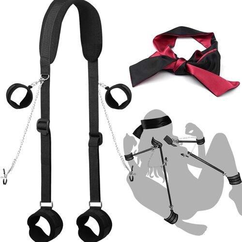 Kal-Sm Bondage Set Contraintes Sex Toy Lit Érotique Attaché Sangles Sextoys Avec Bandeaux Menottes Menottes Chevilles Extrême Bdsm Jeu De Rôle Ensemble Pour Hommes Femmes Et Couples