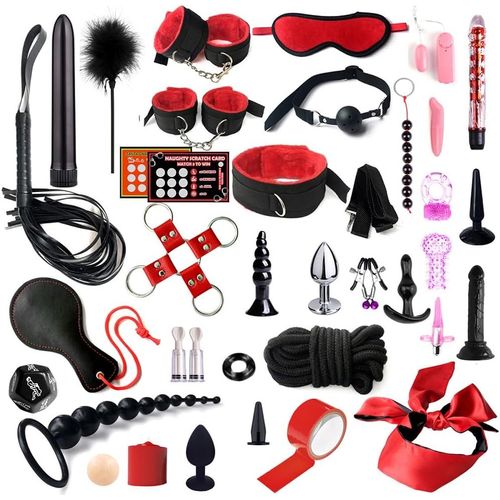 Kits De Bondage 37 Pièces Sm Set, Menottes Sexy Érotique, Retenue Et Bondage, Bdsms Set Couple Sangle D'exercice, Kit Sex Toy¿S Couple, Jeux Sexuelle Adulte, Rouge Sexuelle Adult