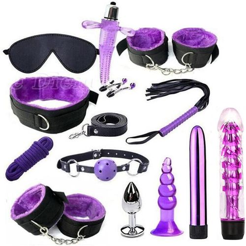 Eryi-Kits De Bondage 13 Pièces Sm Set Adultes Toy Parfait Pour Les Débutants Menottes Sm Avec Masque Pour Les Yeux Et Sex Toys Erotiques Pour Couple Jouets Sexuels (Violet)