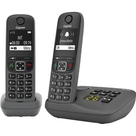 CHECARZHN--NO1-A695A Duo - 2 Téléphones Dect Sans Fil Avec Répondeur - Écran À Haut Contraste - Excellente Qualité Audio - Profils Sonores Réglables - Fonction Mains Libres, Protection Des Appels, Gr