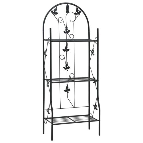 Support À Plantes Meuble Fleurs 3 Niveaux 52 X 28 X 128 Cm Fer Noir Helloshop26 02_0045239