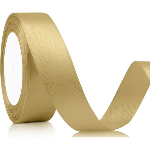 Ruban De Satin De 22 M De Long - Largeur : 20 Mm - Ruban Cadeau De Mariage - En Tissu - Pour Emballage Cadeau,Bricolage,Anniversaire Et Décoration De Mariage - Doré