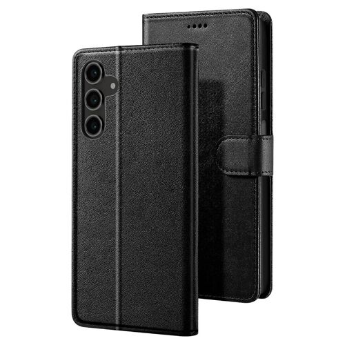 Étui Portefeuille pour Galaxy S25 FE avec Support Vidéo et Porte Cartes Noir