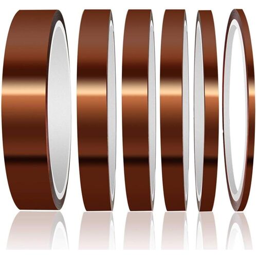 6pièces Ruban Adhésif Silicone Polyimide Haute Température,Résistant À La Chaleur Ruban,Pour Masquage,Soudure,Carte De Circuit Imprimé Isolant (3/6/8/10/12/20mmx33m)