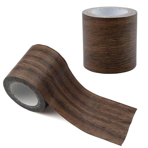 Ruban Adhésif Effet Bois Papier Adhesif Pour Meuble Bois Marron Ruban Adhésif Effet Grain De Bois Réparation Pour Sols Et Meubles 5,7 Cm X 4,57 M (Marron Foncé)