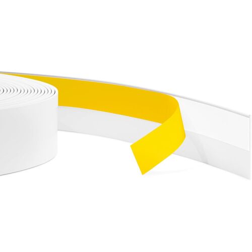 Moulure Plate Adhesive,Moulure de Recouvrement Autocollante-Largeur 30mm-Profilé en PVC-Baguette de finition pour fenêtre,flexible,décorative-15 Mètres,Blanc