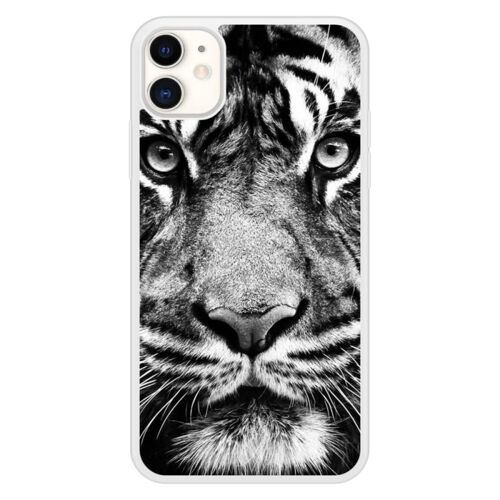 Coque Silicone Renforcée - Compatible Apple Iphone 11 - Design Tigre Blanc Et Noir