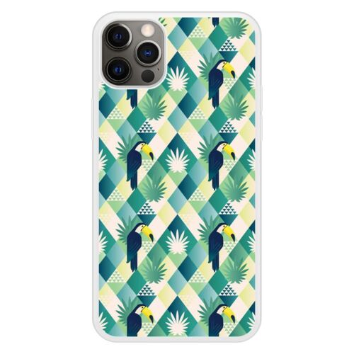 Coque Silicone Renforcée - Compatible Apple Iphone 12 - Design Toucan Losange