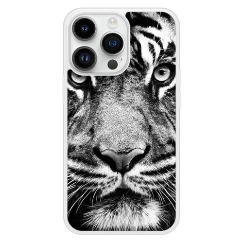 Coque Silicone Renforcée - Compatible Apple Iphone 14 - Design Tigre Blanc Et Noir