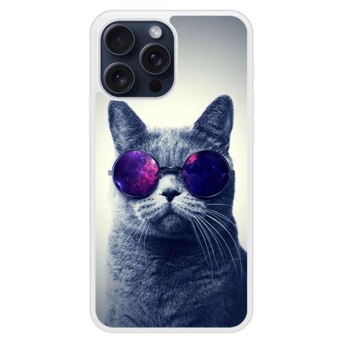 Coque Silicone Renforcée - Compatible Apple Iphone 15 - Design Chat A Lunette