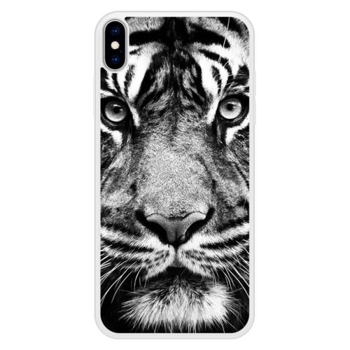 Coque Silicone Renforcée - Compatible Apple Iphone Xs - Design Tigre Blanc Et Noir