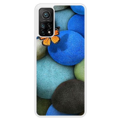 Coque Silicone Renforcée - Compatible Xiaomi Mi 10t - Design Papillon Galet Bleu