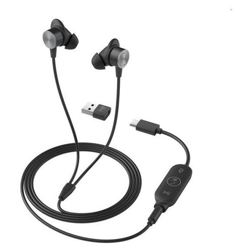 Logitech Zone Filaire Earbuds - Micro-casque - intra-auriculaire - filaire - jack 3,5mm - isolation acoustique - graphite - Certifié pour Microsoft Teams
