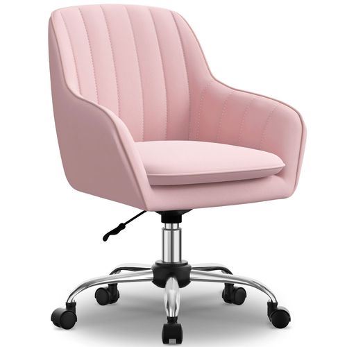 Chaise De Bureau，Fauteuil Bureau，rotation à 360°,hauteur réglable de 10 cm,capacité de charge de 150 kg,rose
