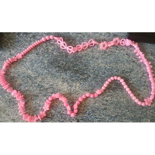 Collier Fait Maison Rose Environ 50 Cm