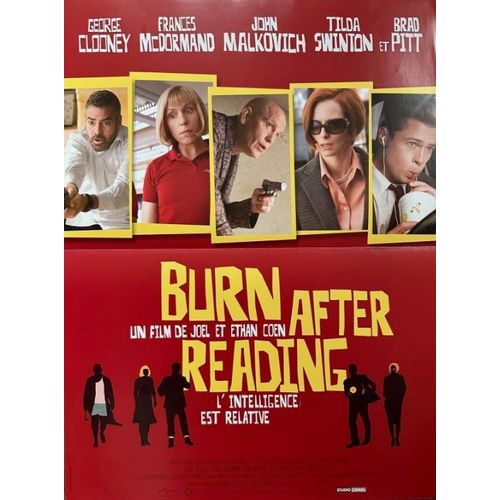 Burn After Reading - Affiche Originale De Cinéma - Format 40x60 Cm - Un Film De Ethan Cohen, Joel Cohen Avec George Clooney, Frances Mcdormand, Brad Pitt, John Malkovich, Tilda Swinton - Année 2008