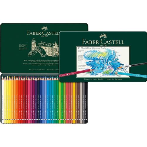 Checarzhn--No1-117536 Crayons Aquarellables Albrecht Dürer, Set De 36 Crayons À Mine Épaisse De 3,8 Mm, Crayons Aquarelle Aux Pigments Solubles Qui Se Transforment En Quelques Coups De Pinceau