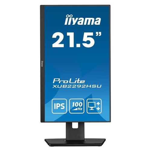 iiyama ProLite XUB2292HSU-B6 - Écran LED - 22" (21.5" visualisable) - 1920 x 1080 Full HD (1080p) @ 100 Hz - IPS - 250 cd/m² - 1000:1 - 0.4 ms - HDMI, DisplayPort - haut-parleurs - noir mat
