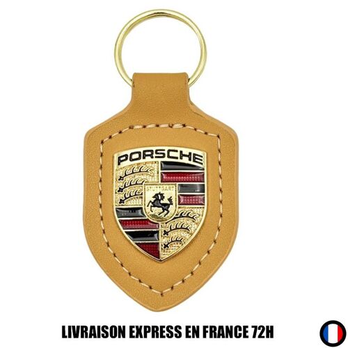 Porte Clés Porsche Jaune Métal Logo Accessoire Voiture Auto Haute Qualité Clé