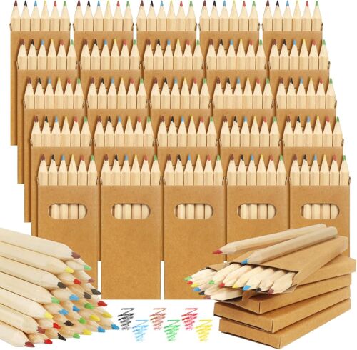 KALANKA-30 Boîtes de Mini Crayons de Couleur pour Enfants avec 6 couleurs 180 Mini Crayons en Bois Cadeau Anniversaire Enfants Invites Goodies Anniversaire Enfant