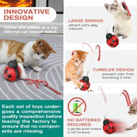 Distributeur De Friandises Interactif Pour Chat D'intérieur ¿ Mangeoire Puzzle Oscillante Avec Baguette À Ressort Et Distributeur De Nourriture Lent Pour Soulager L'ennui (Adorable Motif