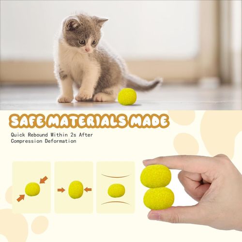 Jouets De Lanceur De Balles Pour Chats, Jouets Interactifs Pour Chats Balles Pompon Avec Lanceur Et Balles Pompon Douces Colorées (20 Balles & 1 Lanceur)