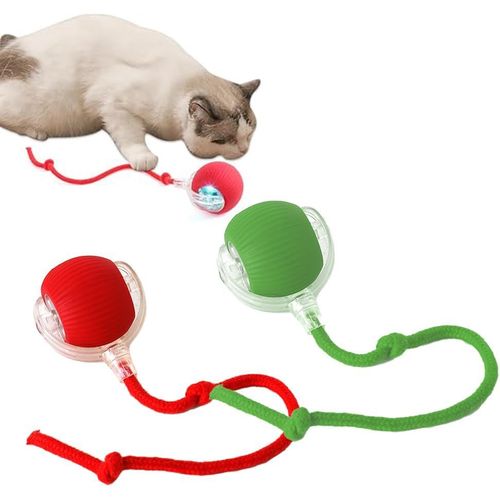 Cmws-Balle Interactive Pour Chat - Jouet Électrique Pour Chat - Jouet Interactif Pour Chat - Avec Cordon - Rouge Et Vert
