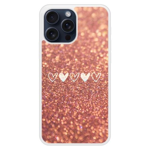 Coque silicone renforcée - Compatible Apple iPhone 15 - design paillettes coeur
