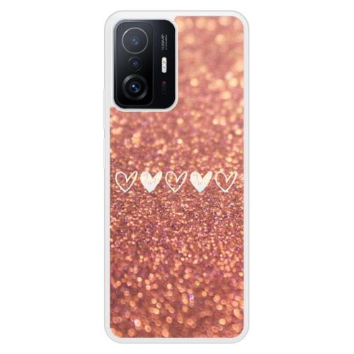 Coque Silicone Renforcée - Compatible Xiaomi Mi 11t - Design Paillettes Coeur