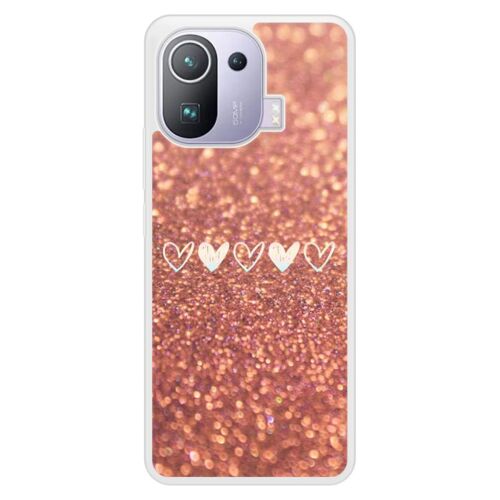 Coque Silicone Renforcée - Compatible Xiaomi Mi 11 - Design Paillettes Coeur
