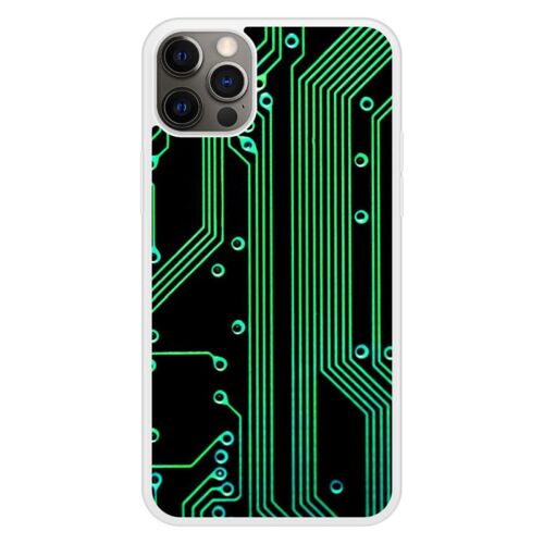 Coque Silicone Renforcée - Compatible Apple Iphone 12 - Design Texture Circuit Geek