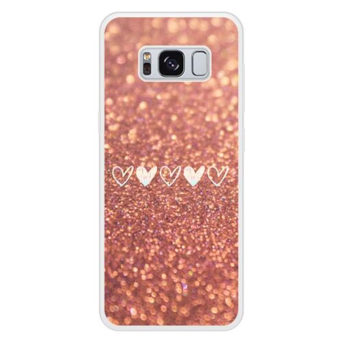 Coque Silicone Renforcée - Compatible Samsung Galaxy S8 - Design Paillettes Coeur