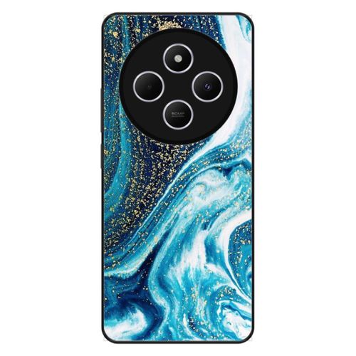 Coque Silicone Renforcée - Compatible Xiaomi Redmi 14c - Design Marbre Bleu Paillete