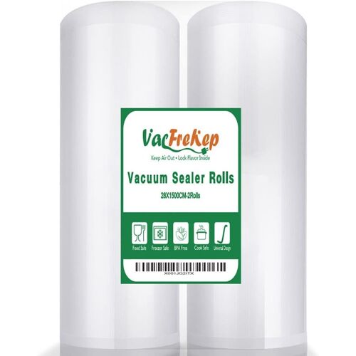 2Rouleau 28x1500cm Rouleau Sacs Pour Machine Sous Vide Alimentaire,sans BPA et LFGB Sac de Congelation Sous Vide,Compatible Avec n'importe Quelle Scelleuse Sous Vide