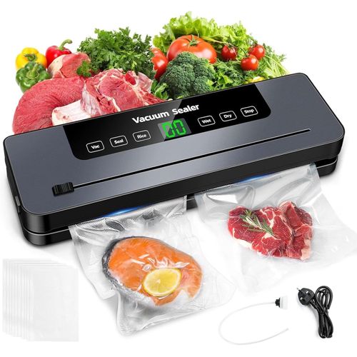 Machine Sous Vide Alimentaire 5 en 1,Machine Sous Vide Multifonction avec 50 Sacs Sous Vide,Coupe-Aliments Intégré,Machine Sous Vide Professionnelle pour Aliments Secs et Humides