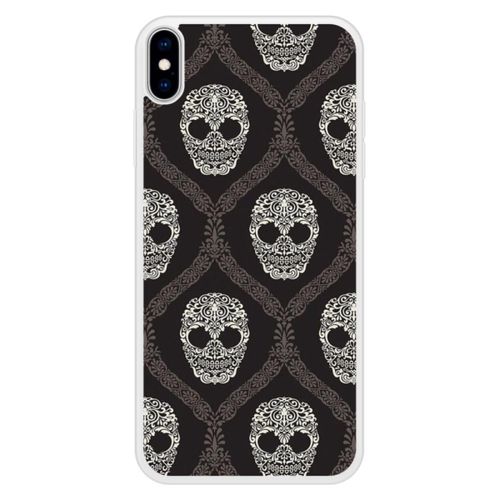Coque Silicone Renforcée - Compatible Apple Iphone Xs - Design Floral Skull