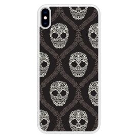 Coque Silicone Renforcée - Compatible Apple Iphone Xs - Design Floral Skull