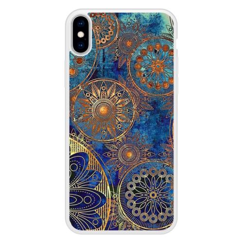 Coque Silicone Renforcée - Compatible Apple Iphone X - Design Mandalla Bleu